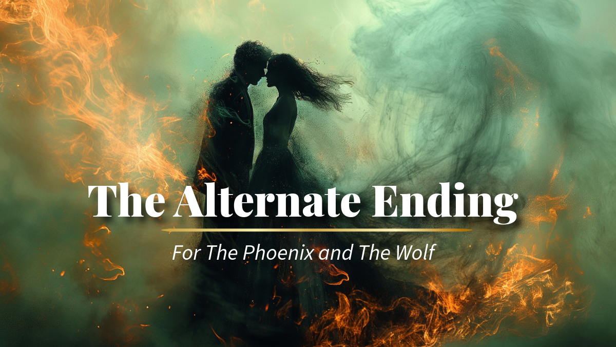 man and woman in silhouette her a green and fiery background